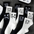 10 Pairs Men’s Sports Socks – Casual, Breathable & Versatile with Ghost Face Graffiti Design