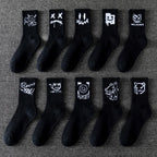 10 Pairs Men’s Sports Socks – Casual, Breathable & Versatile with Ghost Face Graffiti Design