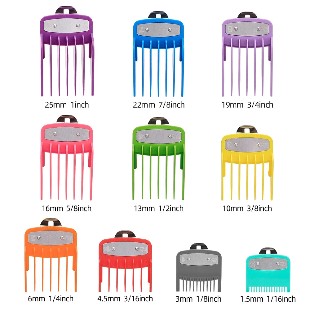 Professional 10-Piece Hair Clipper Guard and Cutting Guide Comb Set for Barber Shops – Precision Styling Tools for Electric Clippers