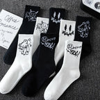 10 Pairs Men’s Sports Socks – Casual, Breathable & Versatile with Ghost Face Graffiti Design