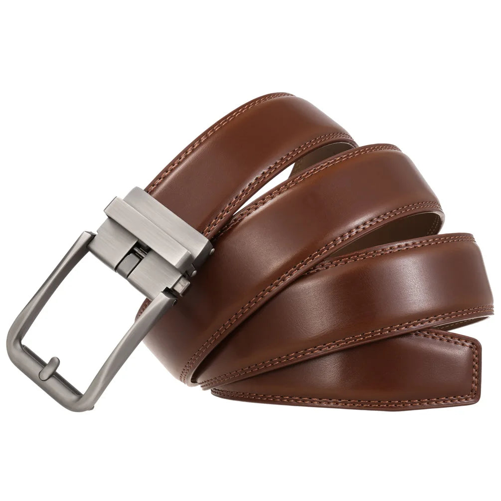 Men Belts Designer Buckle Genuine Cow Leather Luxury Gift Formal Ceinture Homme Business Cowboy Waistband Trouser Ratchet