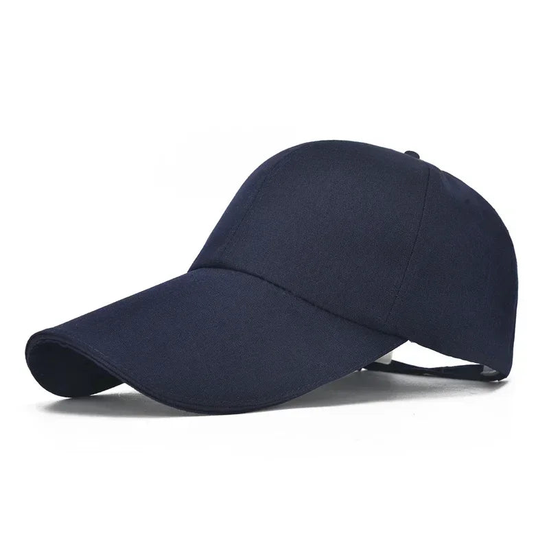Canvas Long-Brim Snapback Cap – Casual Summer Hat for Men & Women, Sun-Blocking Design