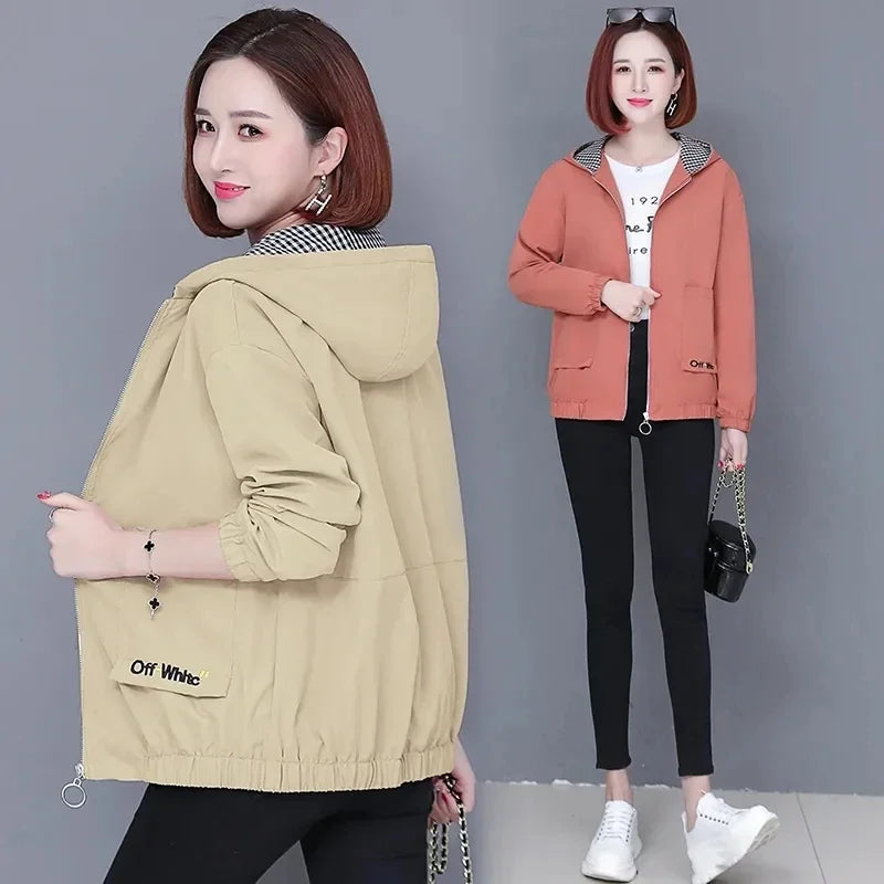 New Women’s Spring & Autumn Windbreaker – Korean Loose Casual Hooded Jacket