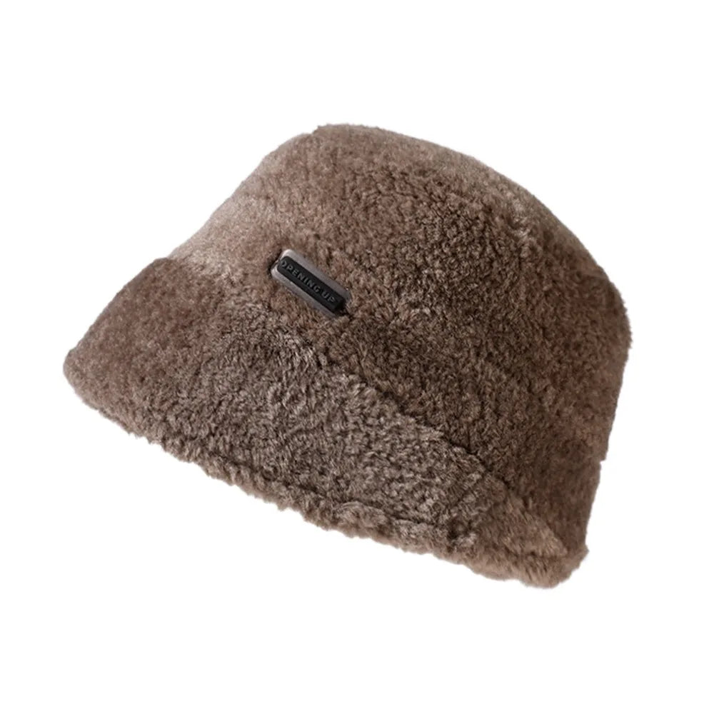 Thick Knitted Bucket Hat for Women – Warm Fisherman Beanie, Cold-Proof Casual Panama Cap for Fall & Winter”