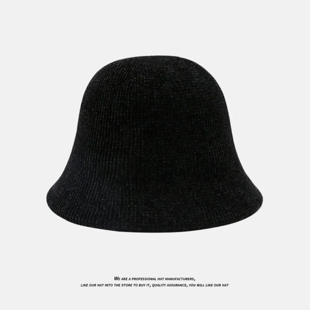 Thick Knitted Bucket Hat for Women – Warm Fisherman Beanie, Cold-Proof Casual Panama Cap for Fall & Winter”