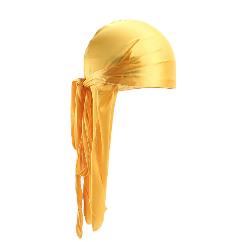 Unisex Satin Long-Tail Durag – Silky Turban, Pirate Hat & Headwrap for Men & Women