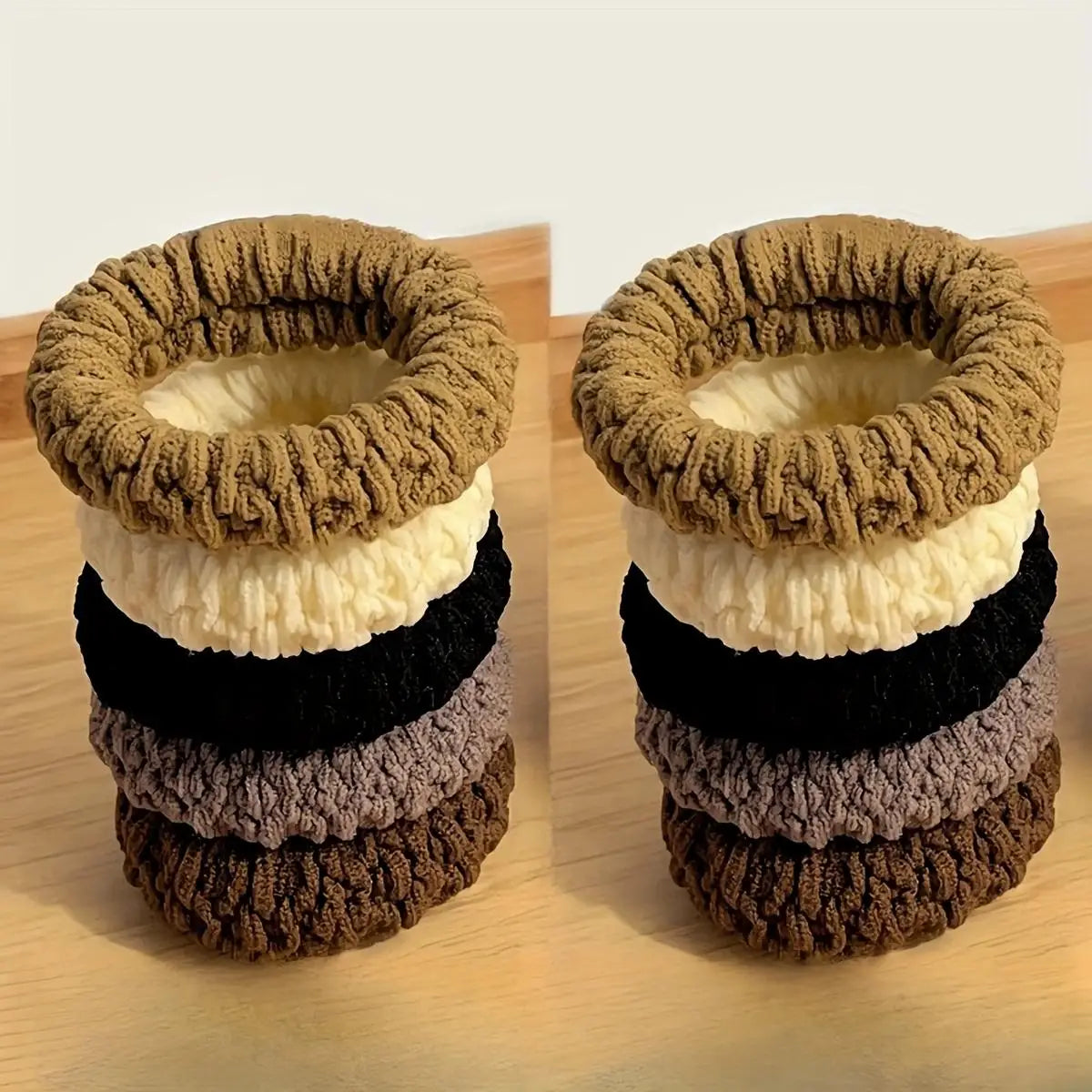 High-Elastic Durable Hair Ties – Thick Knit Seamless Scrunchies in Assorted Colors