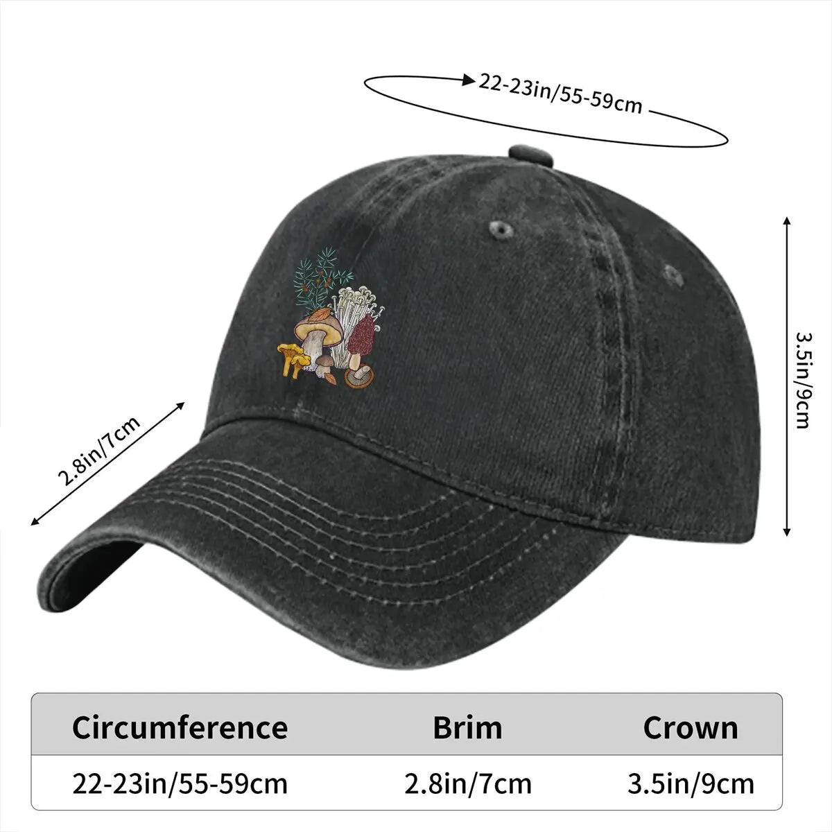 Dark Mushroom Forest Baseball Cap – Snapback Hat with Sun Visor for Men and Women