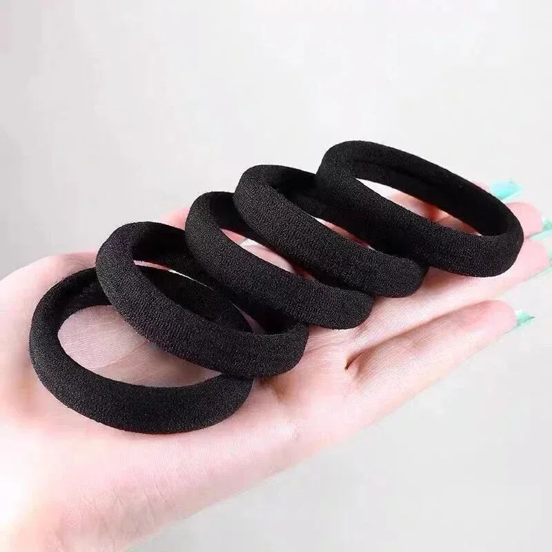 High-Elastic Black Hair Bands for Women and Girls – Simple Ponytail Holders