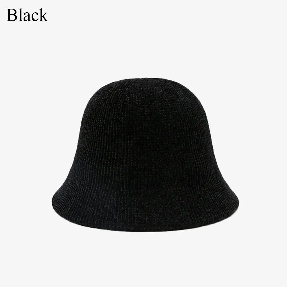 Thick Knitted Bucket Hat for Women – Warm Fisherman Beanie, Cold-Proof Casual Panama Cap for Fall & Winter”