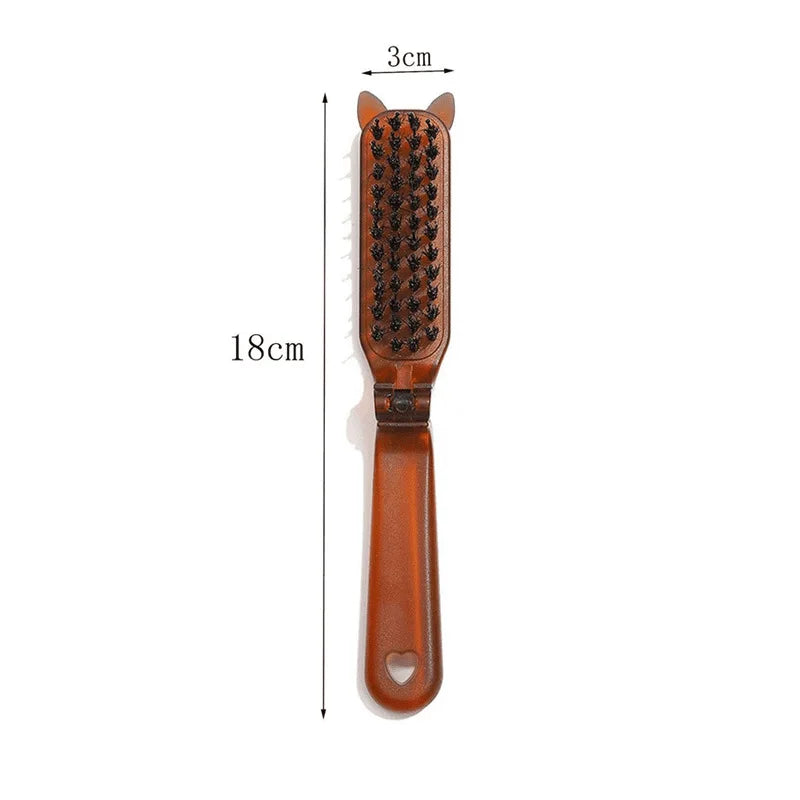 Portable Foldable Hair Comb with Boar Bristle Hair Brush – Scalp Massage Hair Styling Accessory
