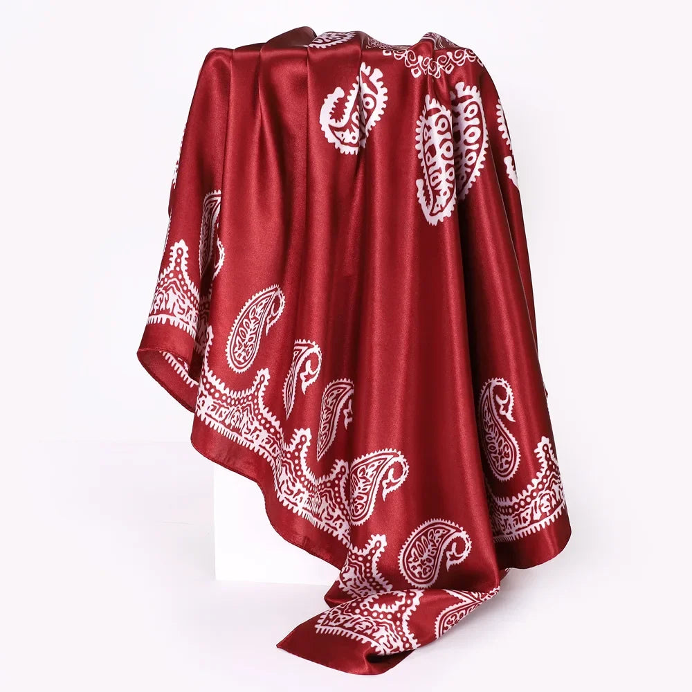 Ladies Paisley Bandana Headscarf – Silk Satin Square Neck Scarf, Shawl Wrap, Hijab, Fashion Accessory,
