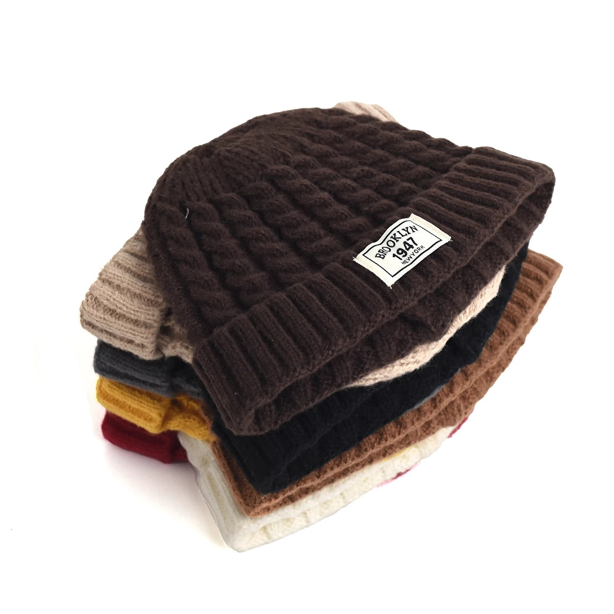 BROOKLYN Knitted Beanie – Warm Wool Hat for Men & Women, Simple Solid Skullies, Autumn & Winter Fashion Cap