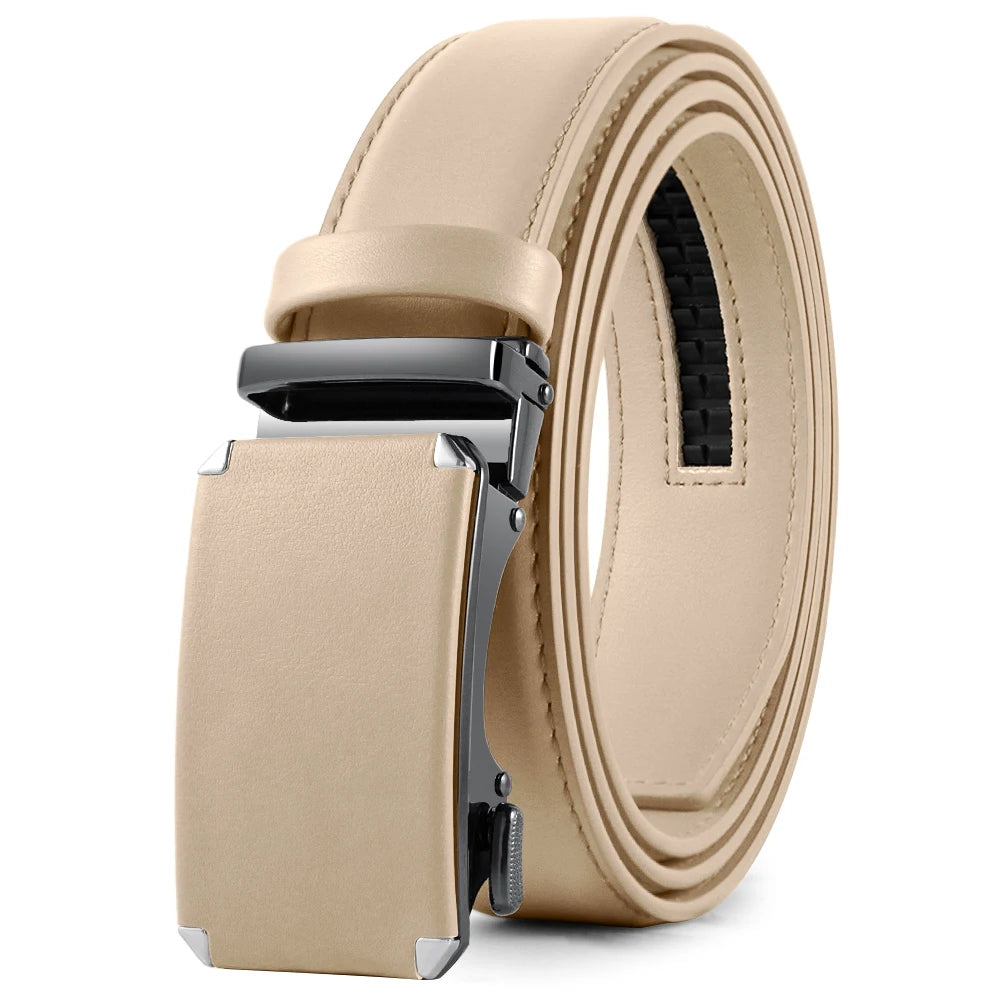 Men Belts Metal Automatic Buckle Brand High Quality Leather Belts for Men Famous Brand Luxury Work Business Strap