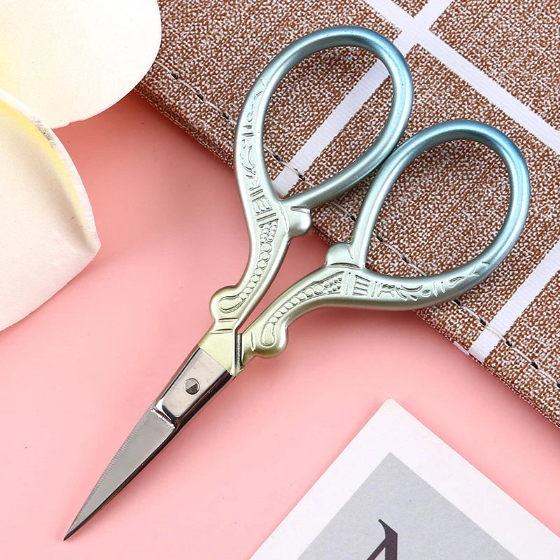 Retro Stainless Steel Tailor Scissors – Crane-Shaped Small Embroidery & Cross-Stitch Scissors for DIY Crafts and Home Use