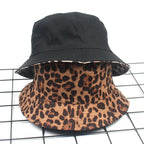 Leopard Print Bucket Hat – Women’s Outdoor Travel & Sun Cap for Autumn & Winter