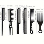 6pcs Hairdressing Brush and Comb Set – Black Salon Styling Tools for Men and Women