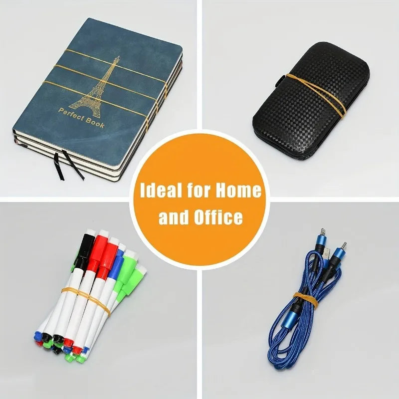 Solid Color Elastic Rubber Bands – 100pcs Durable Multi-Purpose Bands for Office, School & Home Organization