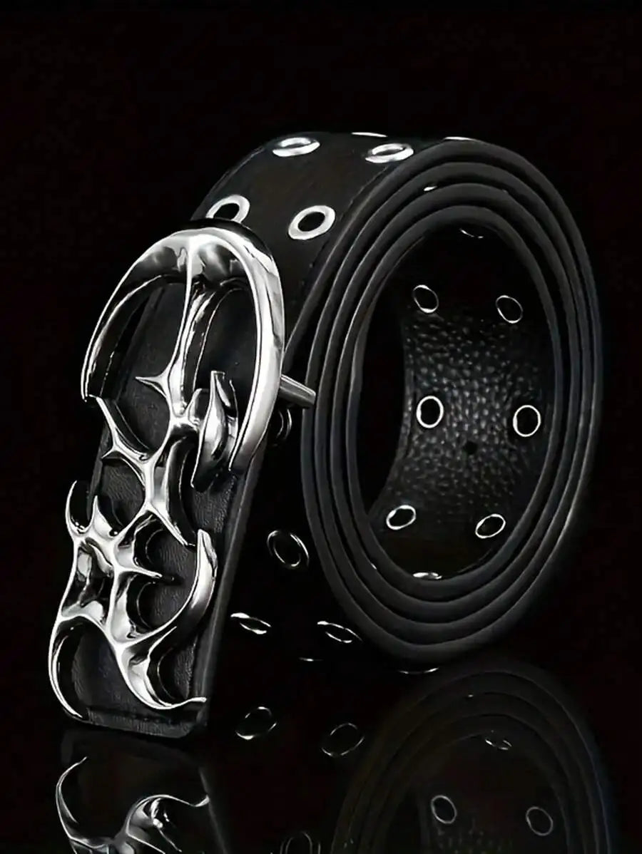 Men’s Genuine Leather Belt with Retro Metal Rivets – Fashionable and Versatile for Jeans