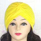 Full-Head Bling Gold Silk Turban – Knotted Twist Cap, Warm Casual Headwear for Women