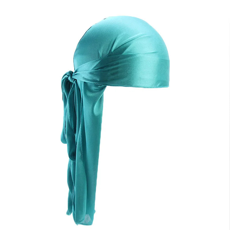 Unisex Satin Long-Tail Durag – Silky Turban, Pirate Hat & Headwrap for Men & Women