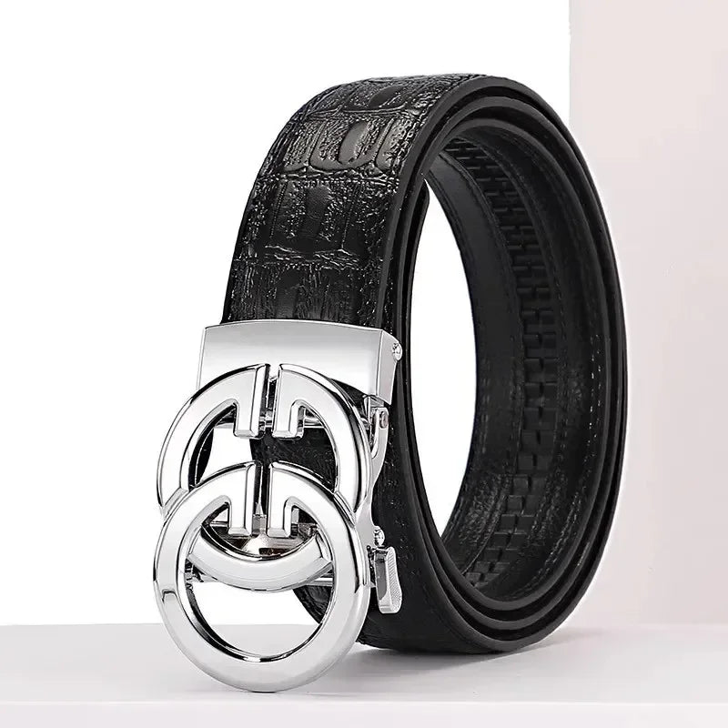 New Men Belts Fashion Pu Alloy Automatic Buckle Belt Business Casual Decoration Belt High Quality Men's Waistband Luxury Brand