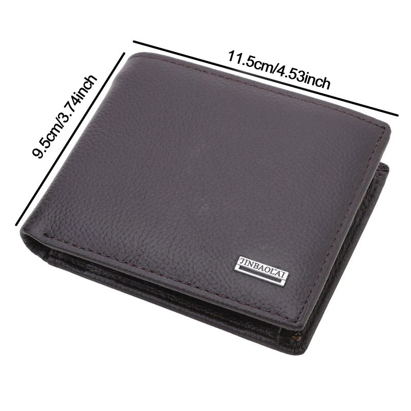 Vintage Short Men Wallets Genuine Leather Credit Card Holder Waterproof Men Purse Classic Coin Pocket Black Male Wallet