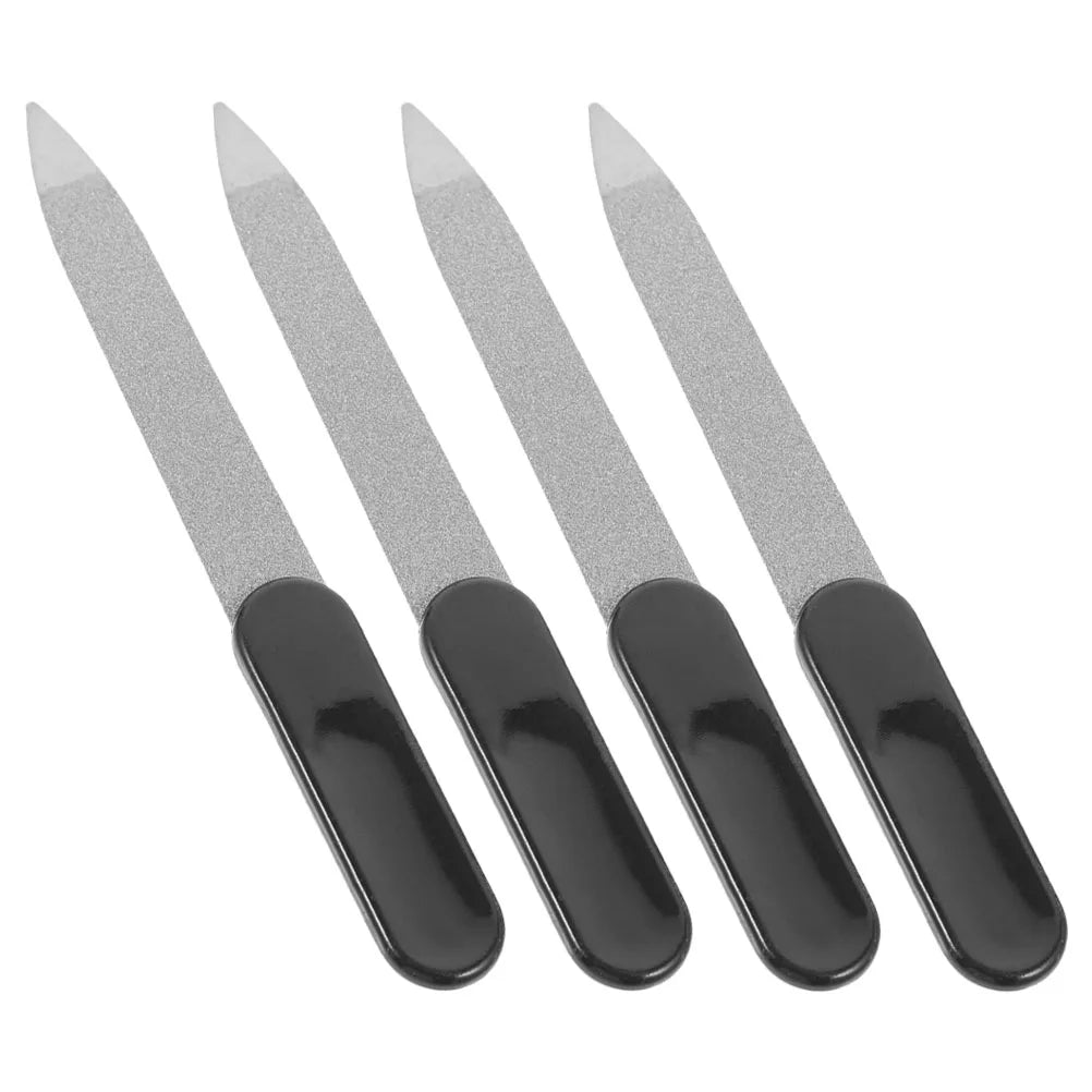 4-Piece Stainless Steel Double-Sided Nail File – Fine Grit for Natural, Sensitive Nails