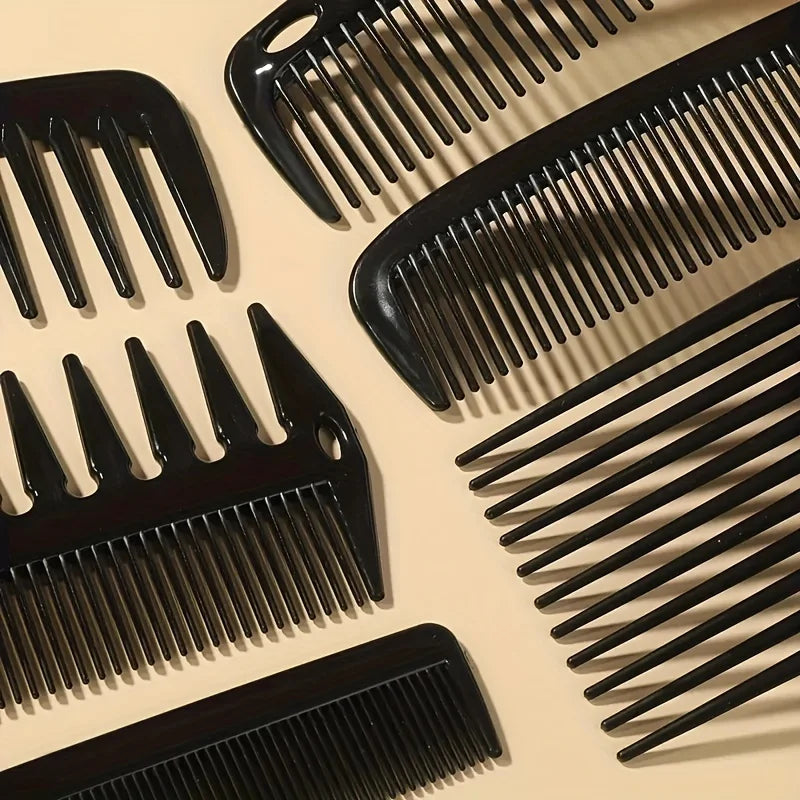 6pcs Hairdressing Brush and Comb Set – Black Salon Styling Tools for Men and Women