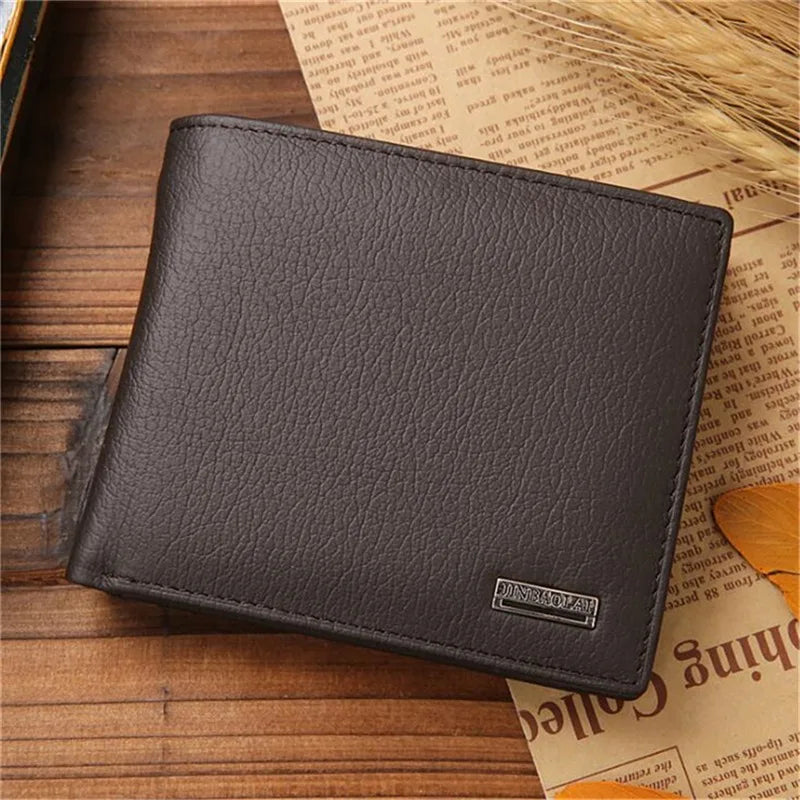 Vintage Short Men Wallets Genuine Leather Credit Card Holder Waterproof Men Purse Classic Coin Pocket Black Male Wallet