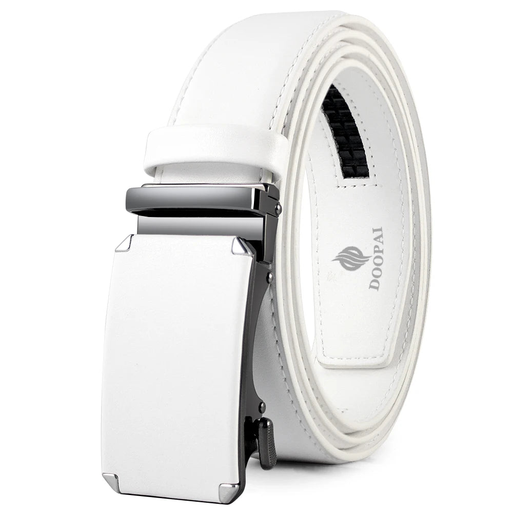 Men Belts Metal Automatic Buckle Brand High Quality Leather Belts for Men Famous Brand Luxury Work Business Strap