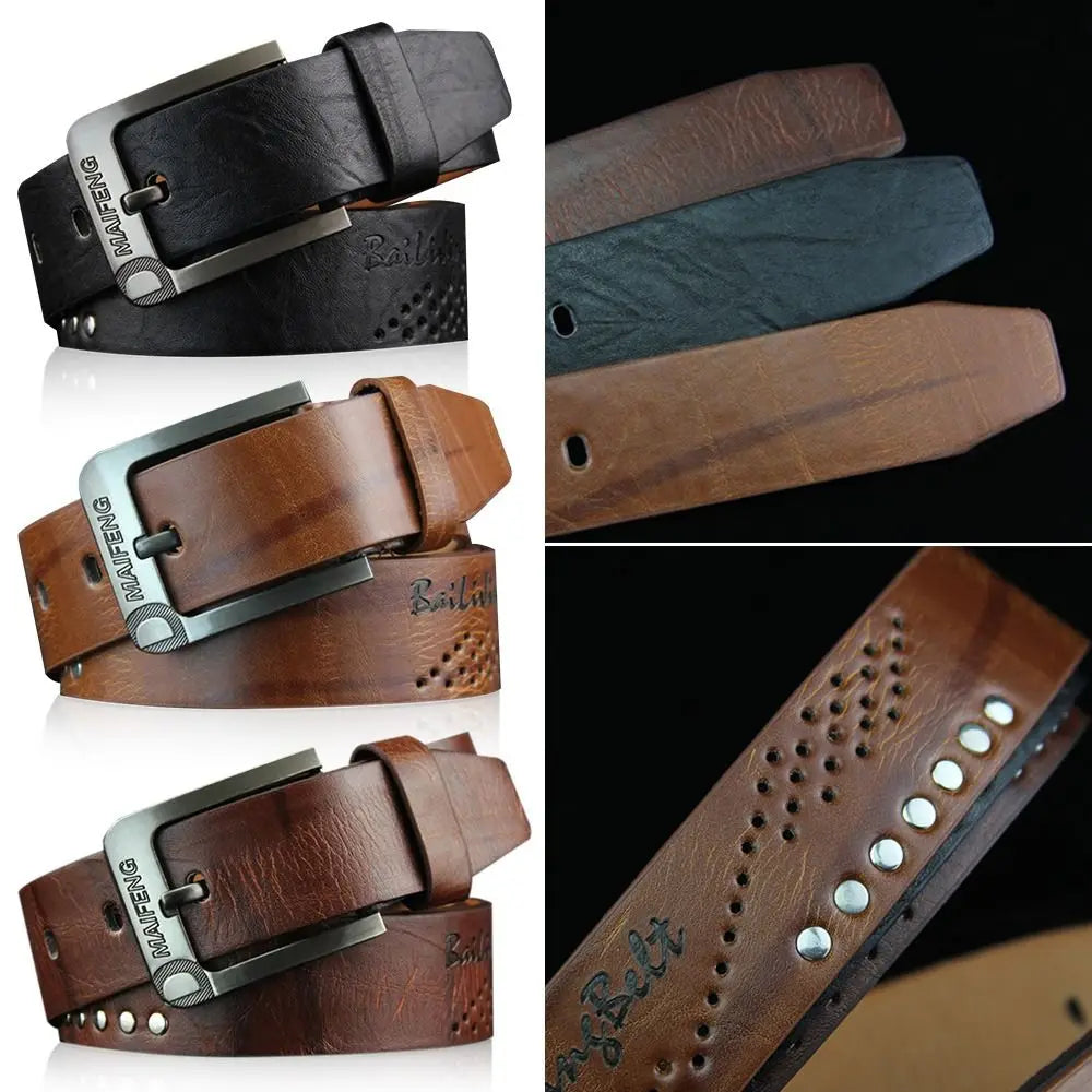 Durable Vintage Casual Leather Belt Men Belts Pants Bands Pin Buckle Waistband