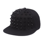 Unisex Flat-Brim Snapback Cap – Hip Hop Baseball Hat with Rivet Detail & Mesh Visor