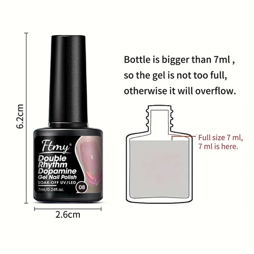 -6-Piece Gel Nail Polish Set –Double Light Reflective Disco Twinkle & Magnetic Cat Eye Gel, Sparkling Rainbow Finish-