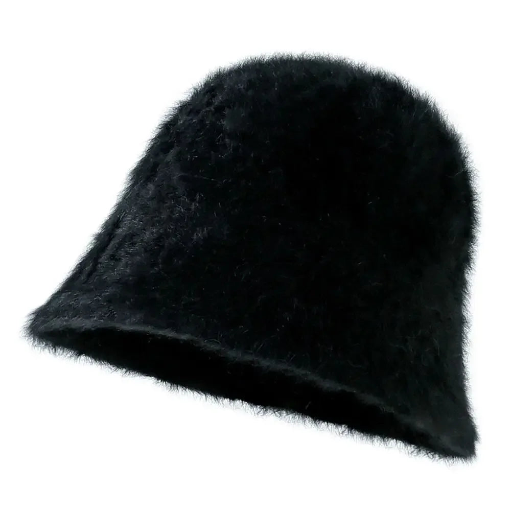 Thick Knitted Bucket Hat for Women – Warm Fisherman Beanie, Cold-Proof Casual Panama Cap for Fall & Winter”