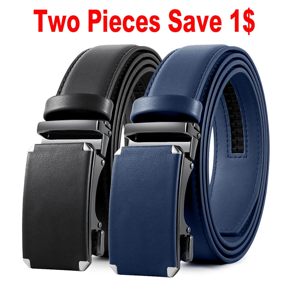 Men Belts Metal Automatic Buckle Brand High Quality Leather Belts for Men Famous Brand Luxury Work Business Strap