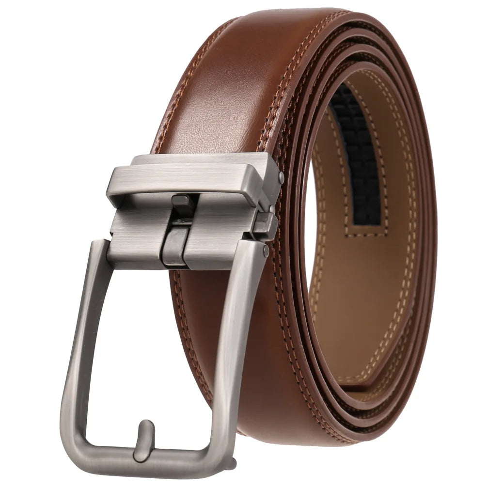 Men Belts Designer Buckle Genuine Cow Leather Luxury Gift Formal Ceinture Homme Business Cowboy Waistband Trouser Ratchet
