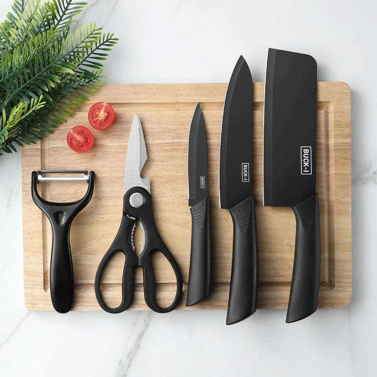 3–5 Piece Black Stainless Steel Kitchen Knife Set – Complete Kitchen Collection for Home, Dorm, and Everyday Cooking, Includes Chef’s Knife