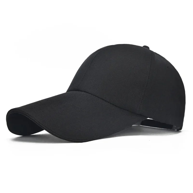 Canvas Long-Brim Snapback Cap – Casual Summer Hat for Men & Women, Sun-Blocking Design