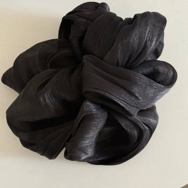 Fashion Vintage Chiffon Scrunchies with Glossy Finish – Elegant Ponytail Hair Bands