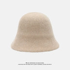 Thick Knitted Bucket Hat for Women – Warm Fisherman Beanie, Cold-Proof Casual Panama Cap for Fall & Winter”