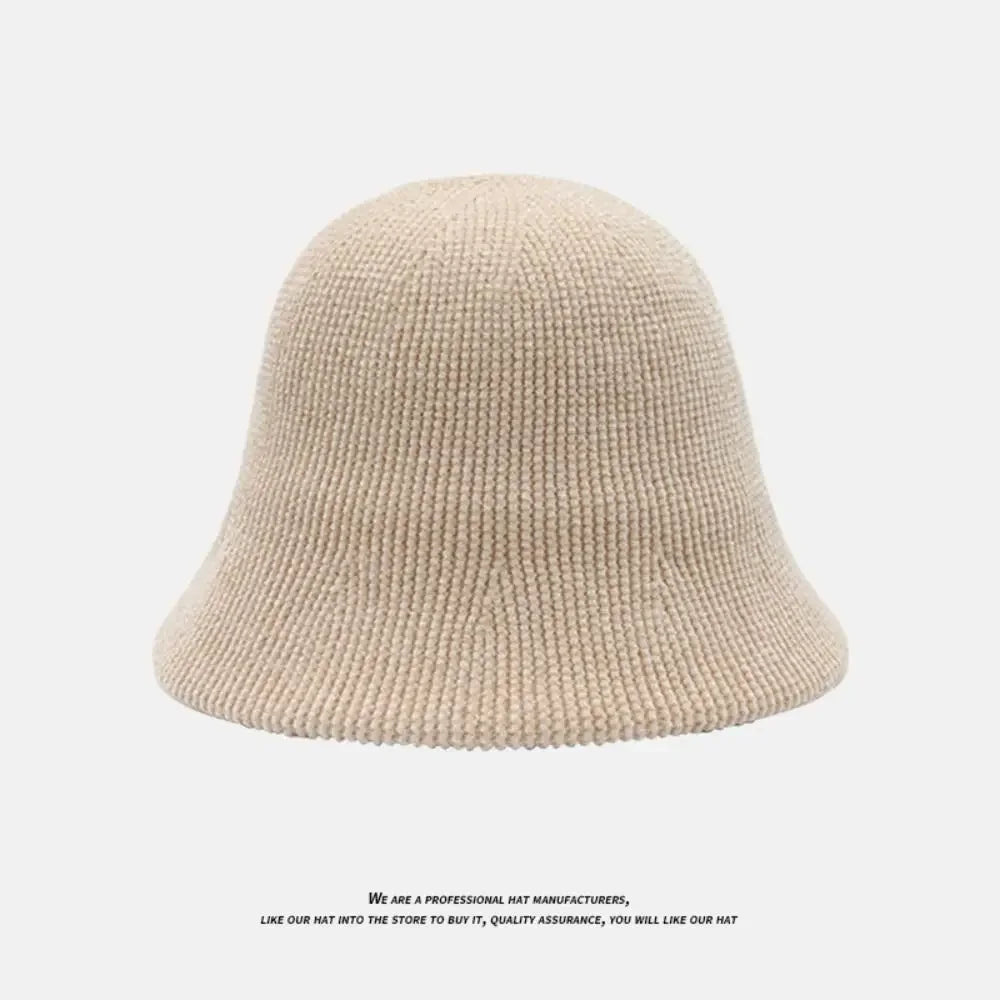 Thick Knitted Bucket Hat for Women – Warm Fisherman Beanie, Cold-Proof Casual Panama Cap for Fall & Winter”