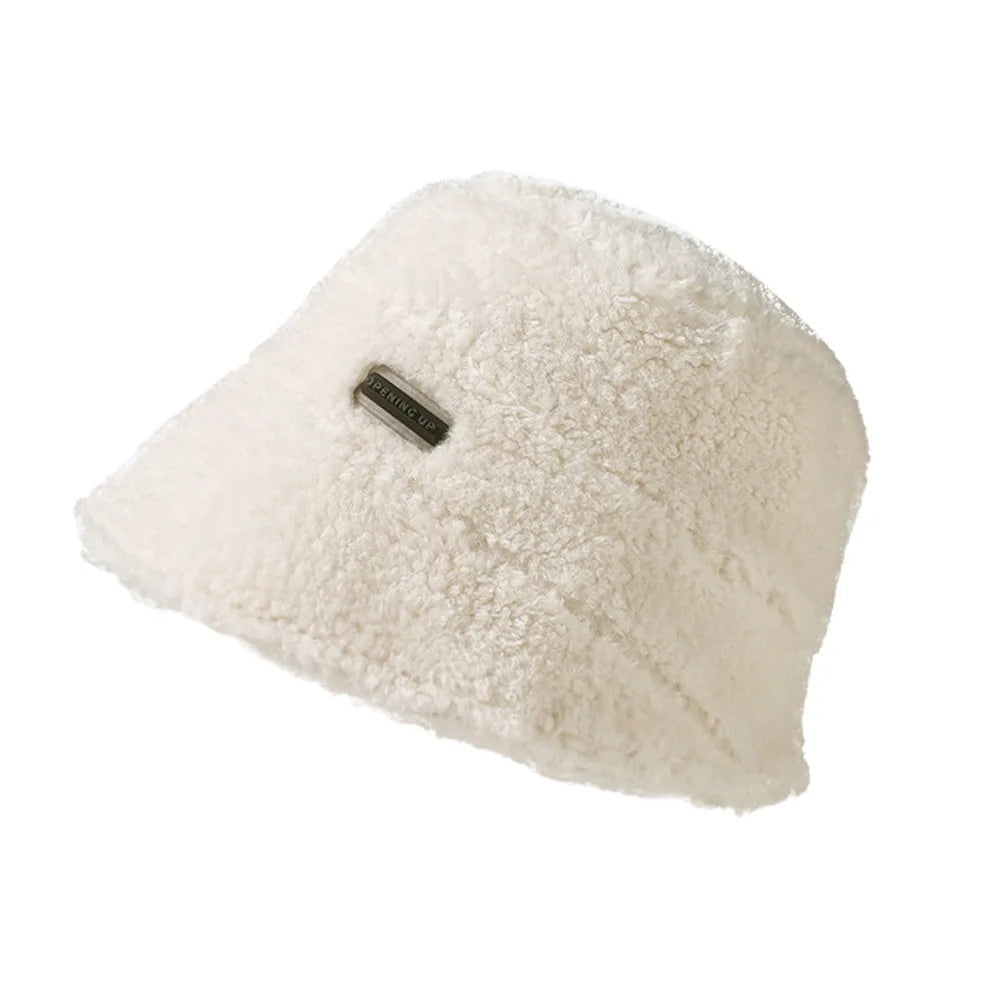 Thick Knitted Bucket Hat for Women – Warm Fisherman Beanie, Cold-Proof Casual Panama Cap for Fall & Winter”