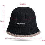 Thick Knitted Bucket Hat for Women – Warm Fisherman Beanie, Cold-Proof Casual Panama Cap for Fall & Winter”