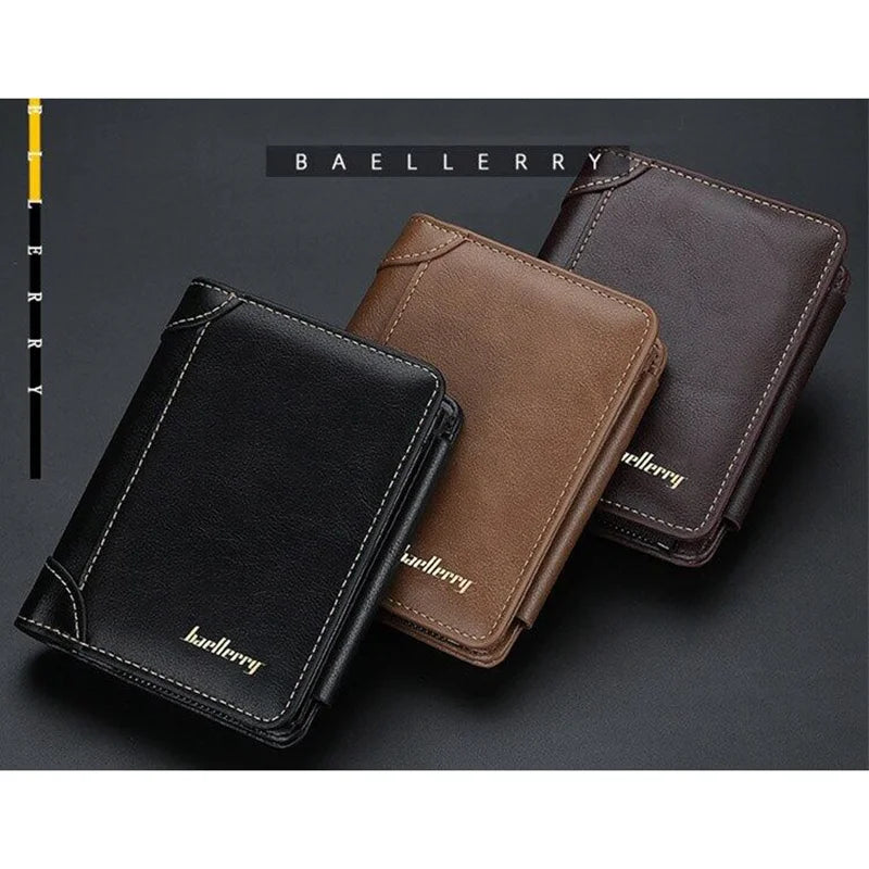 New Leather Men Wallets High Quality Zipper Short Desigh Card Holder Male Purse Vintage Coin Holder Men Wallets