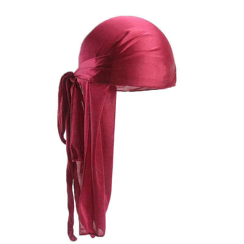 Unisex Satin Long-Tail Durag – Silky Turban, Pirate Hat & Headwrap for Men & Women