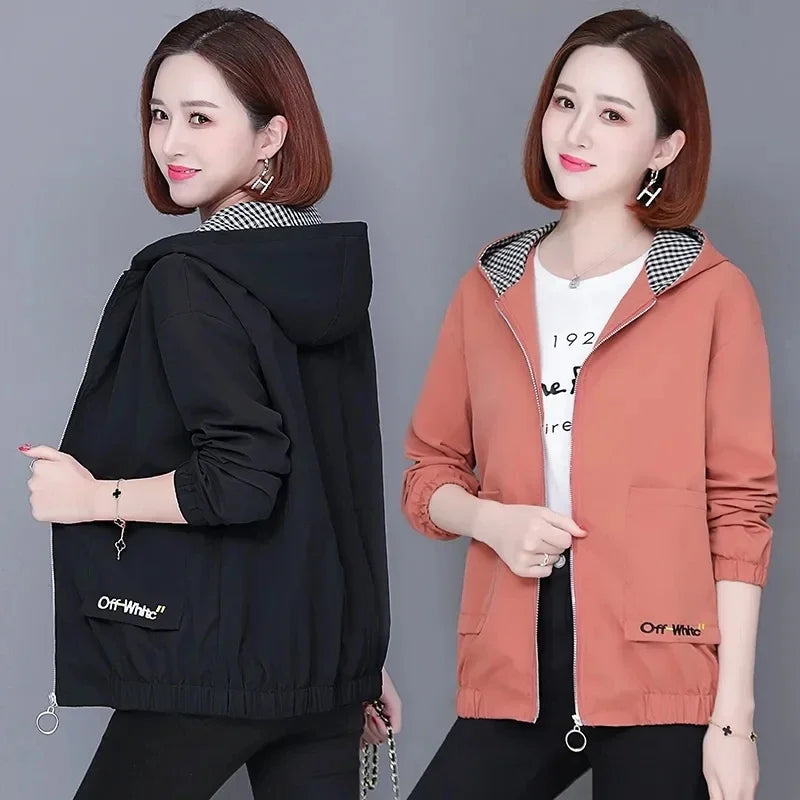 New Women’s Spring & Autumn Windbreaker – Korean Loose Casual Hooded Jacket