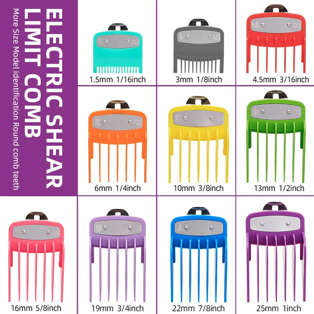 Professional 10-Piece Hair Clipper Guard and Cutting Guide Comb Set for Barber Shops – Precision Styling Tools for Electric Clippers