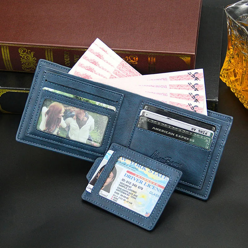 New Short Men Wallets High Quality Card Holder Casual  Male Purses Small Card Bag Photo Holder Men's Removable Card Slot