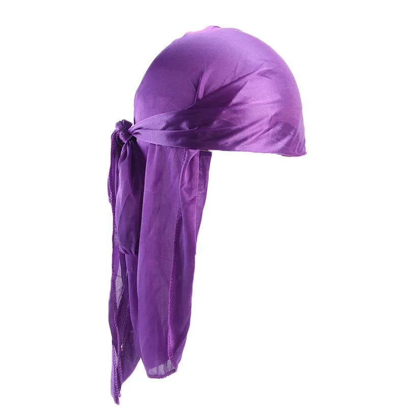 Unisex Satin Long-Tail Durag – Silky Turban, Pirate Hat & Headwrap for Men & Women